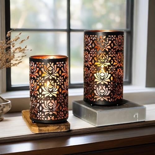 3PCS Candlestick Candle Barrels Moroccan Style Retro Lanterns Projection Lights Hollowed-Out Decorations Home Ramadan Hanging Outdoor Indoor Courtyard Porch Festival Weddings - Image 3