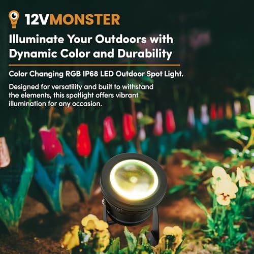 12Vmonster Color Changing RGB IP68 LED Outdoor Spot Light – 12V 10W Waterproof Garden Lighting – Multicolor Landscape Lighting for Yard, Pathway, and Lawn (Pack of 2) - Image 3