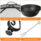 Giantex 4-in-1 Fire Pit Table, 36" Outdoor Metal Round Dining Table - Image 6