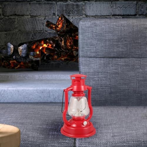2pcs Vintage Kerosene Oil Lamp with Handle, Red Retro Lantern - Image 5