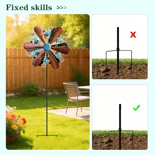 WENYLE Wind Spinners Outdoor Metal Large 360 Degrees Kinetic Wind Sculptures& Spinners Yard Art Outdoor Garden Decor - Image 2