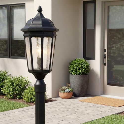 Kichler Courtyard Outdoor Post Light, Textured Black - Image 2