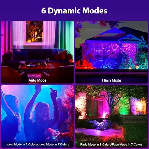 Olafus 30W LED Flood Light Outdoor, 300W Equivalent 2700K Warm White RGB Color Changing Led Stage Landscape Lights with Remote, DIY Scenes, IP66 Uplights for Events, Uplighting for Party 2 Pack - Image 2