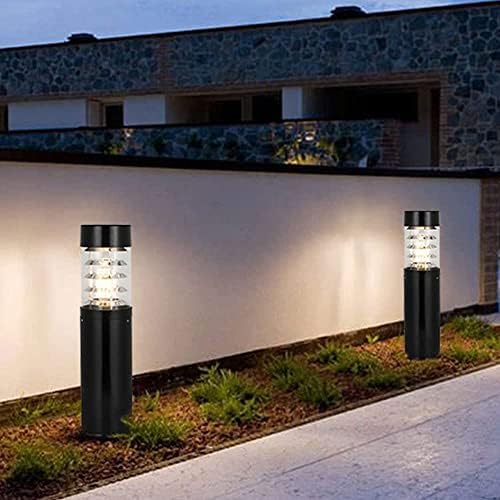 Modern Outdoor Bollard Light Fixture, 23.62-inch Black Waterproof LED Pathway Lighting, Contemporary Landscape Post Lamp for Garden, Driveway, Patio, Walkway, Yard Die-Cast Aluminum - Image 2