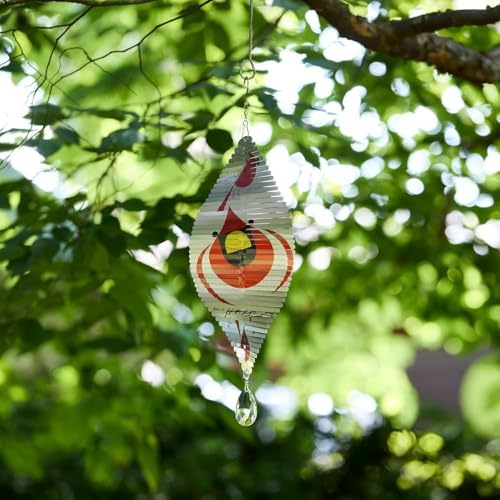 Red Carpet Studios Officially Licensed Charley Harper Windspinner Garden Art, Hangs 18", Cardinal with Seed - Image 3