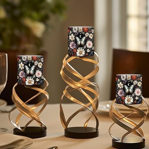 4 PCS Flameless LED Candle with 4H 8H Timer Remote Retro Butterfly Moon Flower Electric Pillar Candle with Color Changing Control for Room Fall Wedding Christmas Decorations - Image 4