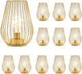 TRIROCKS Metal Cordless Table Lamp - 8'' Tall Set of 12 Cage Shape Battery Operated Lamp with Fairy Lights Bulb for Indoor/Outdoor Use Perfect for Christmas Garden and Weddings (Gold,Set of 12) by TRIROCKS