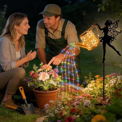 Solar Watering Can Waterproof Rustproof LED Metal Art - Image 3