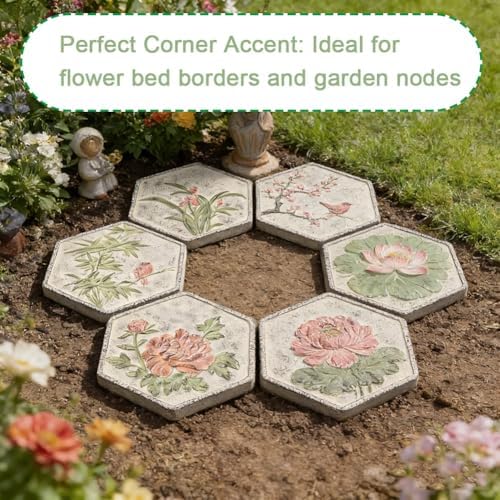 Garden Stepping Stones, Outdoor Pathway Decorative Stepping Stones, Garden Ornaments, Horticultural Decorative Stones, Decorative Stones For Courtyards, Patios, Gardens, Or Pathways(Multi-colored-C) - Image 5