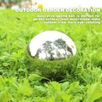 VCUTEKA Gazing Ball, 10" Stainless Steel Silver Garden Globes Outdoor Decor - Image 3