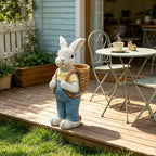 17" Couple Rabbit Statue Flower Pot Resin Garden Outdoor, Blue - Image 5