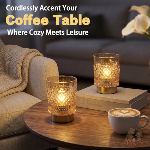 Battery Operated Lamp Timer, Cordless Table Lamp for Shelf Decor, Diamond - Image 2