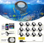T-SUN Pond Lights LED Underwater 16M Colors with App and Remote 12 Pack - Image 2