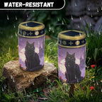 Poceacles Solar Lights Outdoor Waterproof Cemetery Solar Outdoor Candle Grave Decoration Votive Candles Blessed Lights for Loss of Loves One, Black Cat Maple Leaf Bat Print Violet, Pack of 4 - Image 6