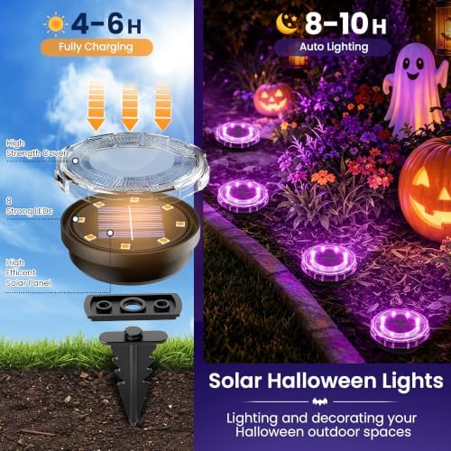 SOLPEX Halloween Solar Lights Outdoor, Halloween Decorations 10 Pack Purple - Image 5