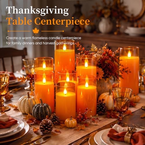 Homemory Halloween Orange Flameless Candles, Acrylic, Remote Timer, 9 Pack - Image 3
