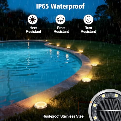 12 Pack Solar Ground Lights Outdoor Waterproof Garden Lights for Yard Lawn - Image 3