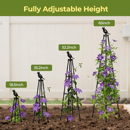 2 Pack Garden Trellis for Climbing Plants Outdoors,65Inch Cucumber Trellis Garden Obelisk Trellis Rustproof Plants Support with Adjustable Heights for Indoor Potted Plants, Vines, Vegetables - Image 3