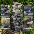 Outdoor Water Fountain with White LED Lights, 23.6" Stacked Rock Cascading Water Feature, Freestanding Garden Fountain for Patio, Backyard, Balcony, Deck, Porch, Housewarming Gift - Image 6