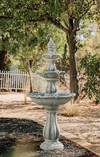 XBrand 51 Inch 3 Tier Outdoor Freestanding Waterfall Fountain with Pump and Pineapple Finial, Decorative Resin Garden Water Feature for Patio, Yard, Lawn, and Backyard Decor, Gray - Image 2