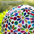 VOREEN Solar Gazing Ball, 10" Mosaic Glass Gazing Globe with Solar Light, Handmade Outdoor Patio Lawn Garden Decor Sphere, Colorful Daisy Design - Image 3