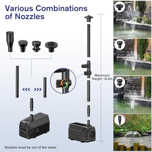 POPOSOAP Solar Water Fountain Pump, 30W Solar Pond Pump 160GPH Adjustable Flow, Dry-Run Protection, 16.5Ft Cord /6.6Ft Tubing for Pond/Waterfall/Garden/Hydroponics-P130H - Image 4