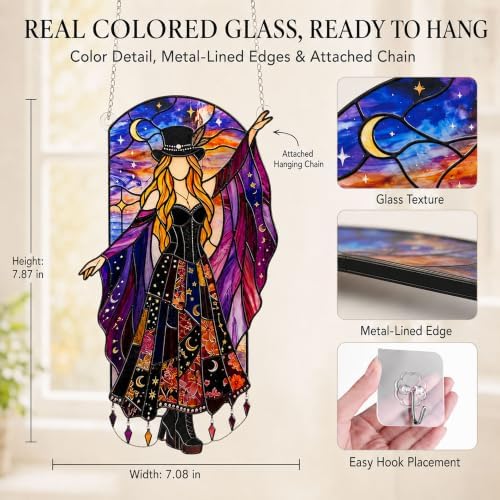 Handmade Stained Glass Wind Spinner, Dancing Lady Window Suncatcher,Model B - Image 3