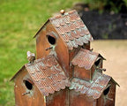 Large Copper Colored Multi-Birdhouse Stakes, Room for 4 Bird Families in Each (Rectangular Houses with Classic Roofs) - Image 3