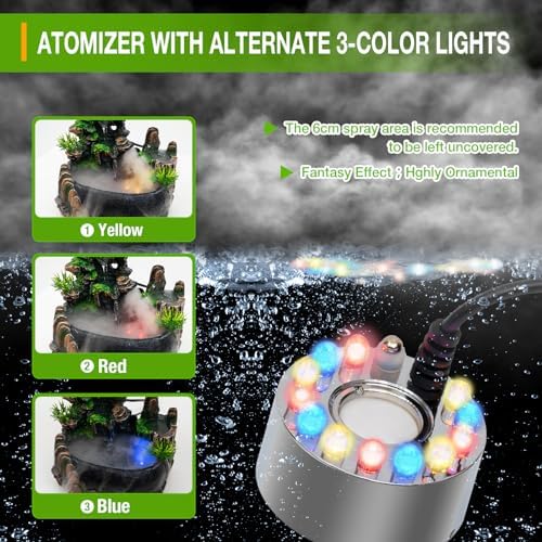 Tabletop Fountain Ornament, 220V Desktop Waterfall Fountain with LED Atomizer and Pond, Featuring Realistic Waterfall Artificial Trees, Rockery Water Fountains for Indoor Home Office Desk Decor (G) - Image 6