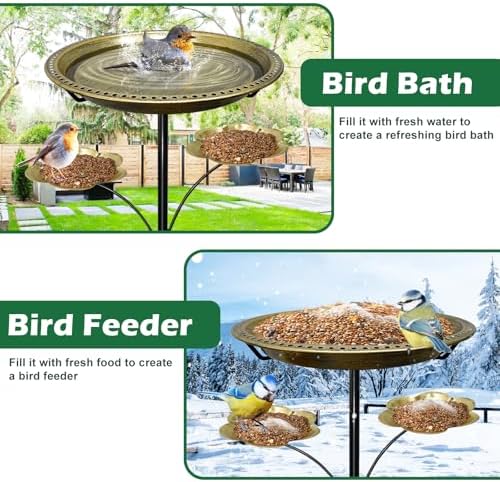 Bird Bath for Outside,Birdbaths with 2 Detachable Flower Feeders - Image 6