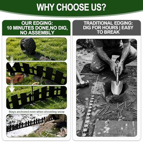 Garden Edging Border 50FT, 4.5 in Black Picket Fence Border for Lawn & Yard - Image 4