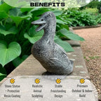 OLOMA Quacking Duck Concrete Garden Statue Outdoor Lawn Ornament Handmade Cement Goose Sculpture Yard Patio Flower Beds Pond Decor Farmhouse Garden Accent Weather Resistant Outdoor Decor - Image 2