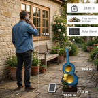 38.2" H Solar Outdoor Water Fountain with LED Lights, Guitar Design Cascading Water Feature for Garden Patio Backyard Porch Yard Decor - Image 2