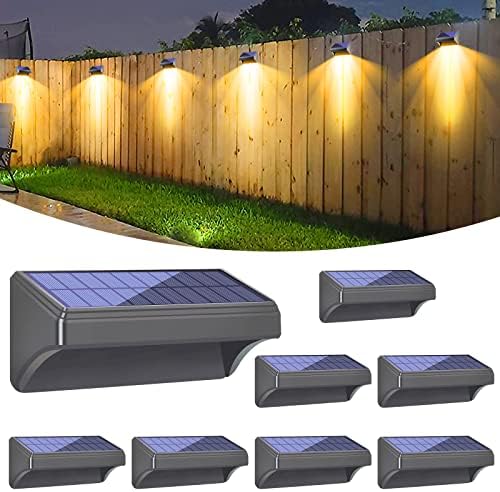 Bridika Solar Fence Lights, 8 Pack Plus Size, Warm & RGB Color Changing, Outdoor Waterproof, 100 Lumen, 8 Specific Colors & 4 Switchable Modes, Ideal for Backyard, Patio, Deck, Fence by Bridika
