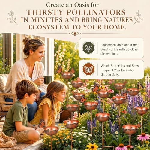 Teenyyou 12 Pcs Bee Watering Station for Garden Bee Metal Watering Cups - Image 6