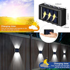 Rossesay 8 Pack Solar Wall Lights for Outside 6000K Cold Solar Fence Lights Up and Down Summer LED Outdoor Decorative Waterproof Lamps Dusk to Dawn LED Lighting Wall Sconces for Outside Deck Garage - Image 2