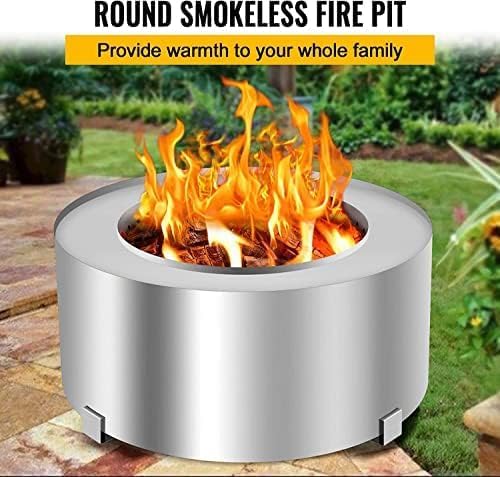 Smokeless Fire Pit Outdoor Wood Burning Portable Firepit Stainless Steel with Stand Cover for Backyard Patio Garden Picnic Camping Bonfire,28.5 Inch - Image 3
