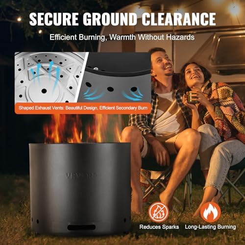 VEVOR Smokeless Fire Pit Stove Bonfire, H: 12.6 in x Dia: 15 in,Wood Burning Fireplaces with Removable Ash Pan, SUS430 Stainless Steel Inner Portable Outdoor Firepit, Ideal for Outdoor Patio Camping - Image 5