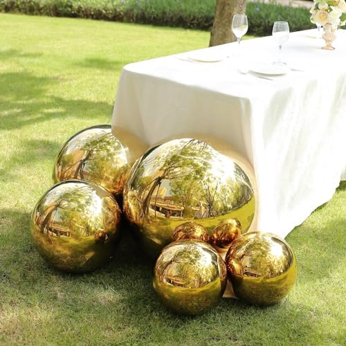 Balsa Circle 22 in Gold Stainless Steel Globe Gazing Reflective Mirror Balls Outdoor Garden Decor Centerpieces Wedding Party Events Reception Home Decorations Modern Ornaments Landscaping Accents - Image 5