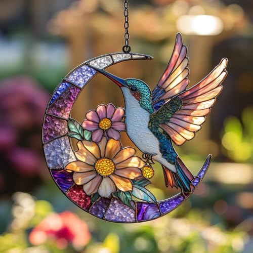 Floral Hummingbird Acrylic Suncatcher by AVAGAN