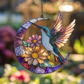 Floral Hummingbird Acrylic Suncatcher by AVAGAN