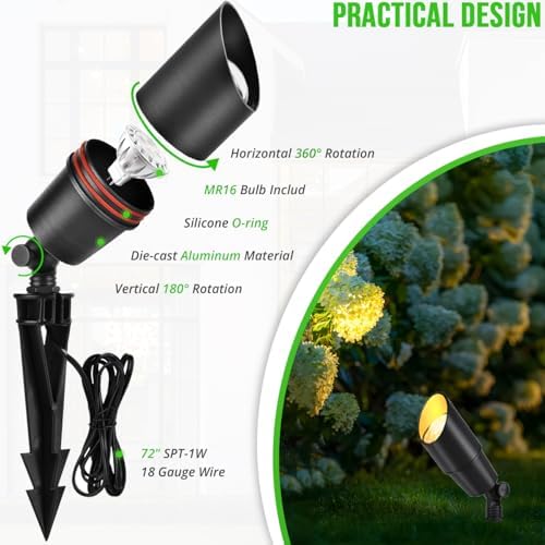 wowlite Low Voltage Landscape Lighting, 4 Pack, 12V Matte Black Spotlights - Image 4