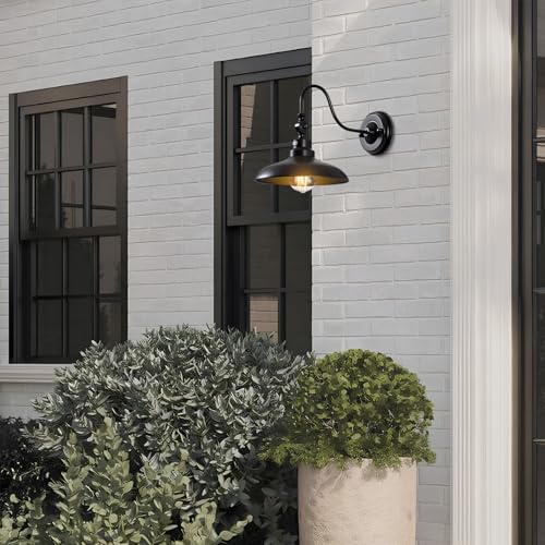 Outdoor Wall Lights, Matte Black Farmhouse Gooseneck Barn Light 9.8 inch Angle-Adjustable Waterproof Exterior Wall Light Fixtures Modern Wall Mount Porch Lights for House Garage Doorway - Image 4