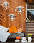 Fall Wind Spinners for Yard and Garden Orange Blue Pumpkin Wind Spinner Autumn Harvest 3D Metal Stainless Steel Pumpkin Wind Sculptures Chimes Outdoor Patio Thanksgiving Hanging Ornament 12 Inch - Image 6