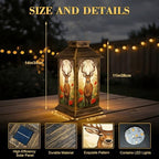 Solar Lantern Outdoor Garden Hanging Lantern Majestic Deer Large Antlers Ornate Vibrant Floral Forest Waterproof Solar Powered Lighting Outside Table Lamp for Patio Deck Yard Camping - Image 2
