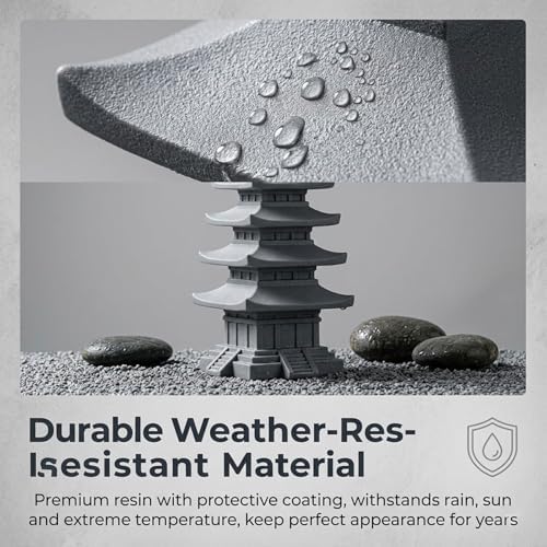 Japanese Garden Decor, Japanese Garden Decor with Waterproof Resin Construction for Outdoor Zen Ambiance On Patio, Yard, Balcony(Brown) - Image 3