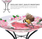 MUMTOP Outdoor Glass Birdbath with Metal Stand for Garden Cardinal Decor - Image 7