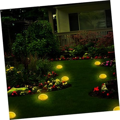 Lurrose 4pcs LED Solar Ground Lamp Outdoor Disc Lighting for Garden - Image 3