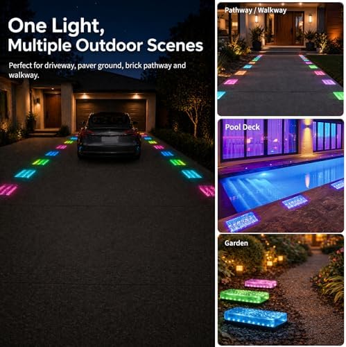 SHONELIGHTING Solar Paver Lights, 6x9 Ground LED, 12-Color, RGBW, 6 Pk - Image 6