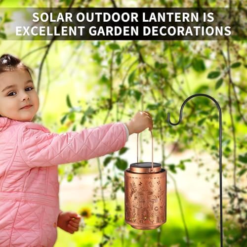 Solar Lanterns Outdoor Waterproof Mushroom Butterfly Garden Decor Gifts for Women Mon Grandma Metal Hanging Solar Lights Decoration for Outside LED Lanterns for Yard Patio Lawn - Image 5